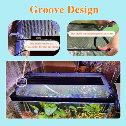 Magnetic Fish Tank Cover Green Frame Black Net, DIY Fish Tank Lid Adjustable Size Fit Tank Size Max 35''X19''(100x50CM) for Preventing Fish from Jumping Out and Reptile Escaping - color: Green Frame Black Net