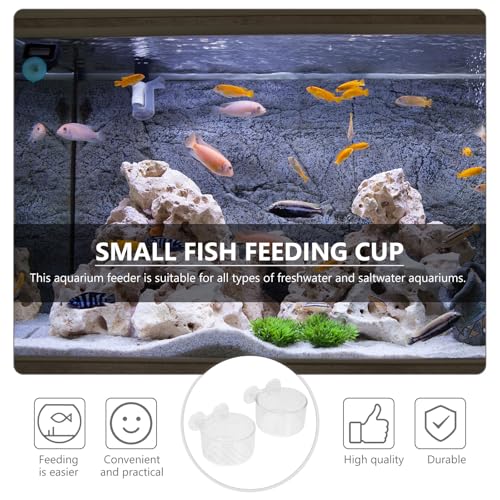 Abaodam 2pcs Fish Feeder Dish Set with Blood Worm and Aquatic Plant Cups, Small Wall Bait Feeders for Aquarium Fish Feeding Supplies