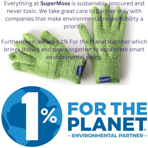 SuperMoss (01710) Microfiber Dusting Gloves for Plants – Gentle Leaf Shine & Cleaner for Houseplants, Reusable Indoor Plant Care Accessories, Durable and Washable Dusting Mitts, Universal Fit, Green