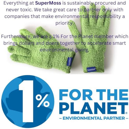 SuperMoss (01710) Microfiber Dusting Gloves for Plants – Gentle Leaf Shine & Cleaner for Houseplants, Reusable Indoor Plant Care Accessories, Durable and Washable Dusting Mitts, Universal Fit, Green