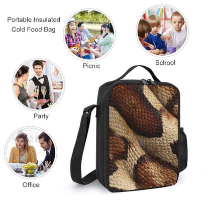 Snake Skin Texture Lunch Box Cooler Bag for Women Men | unisex adult,portable,insulated,adjustable strap,washable,bottle pocket