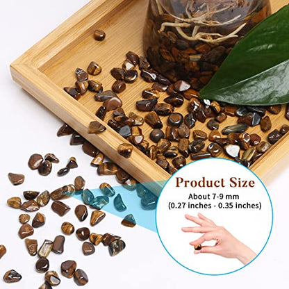 QICQDRAM Polished Gem Stones Rocks Tiger's Eye Crystals Chips Natural 1LB | Small Tumbled Stones Crystal Chips Bulk for Healing Crystals Fish Tank Gravel Vase Filler (405g/14.28oz) - color: Tiger's Eye