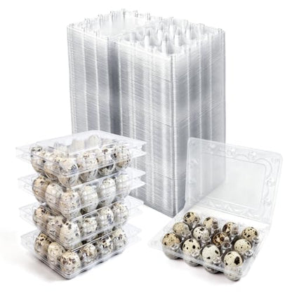 120 Pack Quail Egg Cartons 12 Grid, Heavy Duty Snap Lock Clear Plastic Small Egg Container, Stackable Bulk Tray for Quail Pigeon Button Eggs - Not for Chicken Eggs