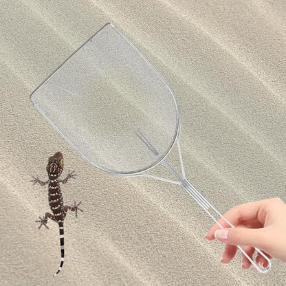 BESPORTBLE Stainless Steel Reptile Sand Shovel Reptile Box Cleaning Tool with Fine Mesh Filter for Lizard Snake Terrarium Substrate Scooping