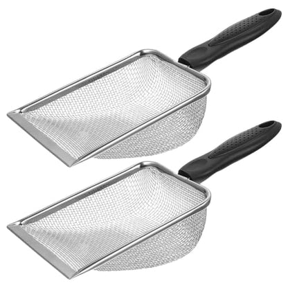 Reptile Sand Substrate Scoop Stainless Steel 2pcs with Antislip Streamlined Handle and Smooth Rounded Edges Cage Cleaning Shovel Reduces Cleaning for Turtle and Reptile Tanks