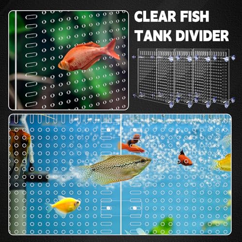 Nuanchu 4 Set Acrylic Fish Tank Divider 11.4 x 9.75'' Aquarium Divider Kit Splicable Flexibly Aquarium Divider with Suction Cups Accessories Splicing Board for 30/40/50/65/75/90/125/150 Gallon Tank - size: 11.4 x 9.75''
