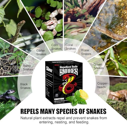 Snake Repellers for Outdoor and Patio Snake Repellent | Powerful And Natural Ingredients Snake Repellent Balls For Lawn, Garden, Fishing, Home, Camping Repel Snakes 24 Pack - color: 24 Pack