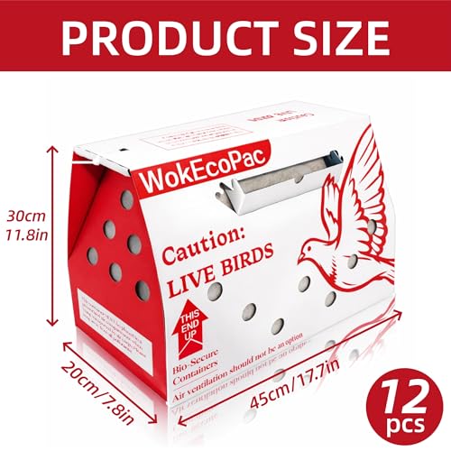 12 Pack Live Bird Shipping Boxes for Poultry Chicken Bird Duck (Red) | Size 17.7" x 7.8" x 11.8"-Poultry Shipping Boxes, Poultry Carrier Crate has Ventilation Openings, Portable Bird Travel Bag - color: Red, size: 12 Pack