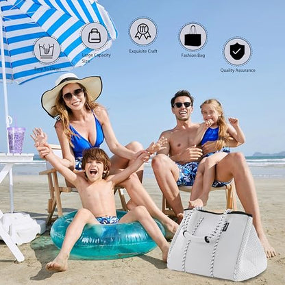 Hibala Neoprene Multipurpose Beach Bag,Gym/Travel/Pool Bag,Tote For Women&Men - color: White