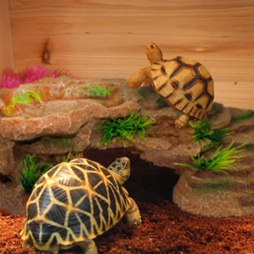 kathson Turtle Basking Platform,Tortoise Resin Climbing Rock Rectangular Resting Terrace Tank Accessories,Reptiles Dock Hide Cave Habitat Decoration for Bearded Dragon Lizard Geckos Spiders (3 PCS) - style: Rustic