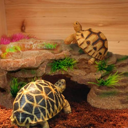 kathson Turtle Basking Platform,Tortoise Resin Climbing Rock Rectangular Resting Terrace Tank Accessories,Reptiles Dock Hide Cave Habitat Decoration for Bearded Dragon Lizard Geckos Spiders (3 PCS) - style: Rustic