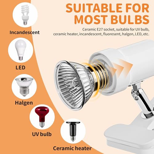 GOZILLA Reptile Heat Lamp, 360° Rotatable Turtle Light with 25W+50W UVA/UVB Reptile Light Bulbs, Turtle Lamp for Reptile and Amphibian Tanks, Terrariums and Cages.(White) - color: Lamp-White