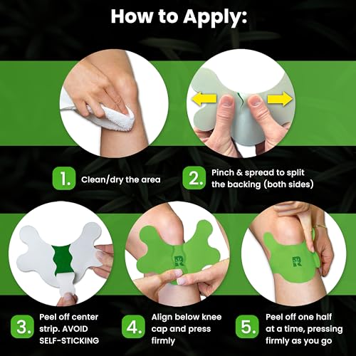 Gecko Grip Herbal Knee Patch | Pain Relief Patches for Knees & Joints | Extra-Sticky, Maximum Strength Herbal Knee Pain Patches for Everyday Wellness (10 Count) | Flexible Comfort-Stretch Fit