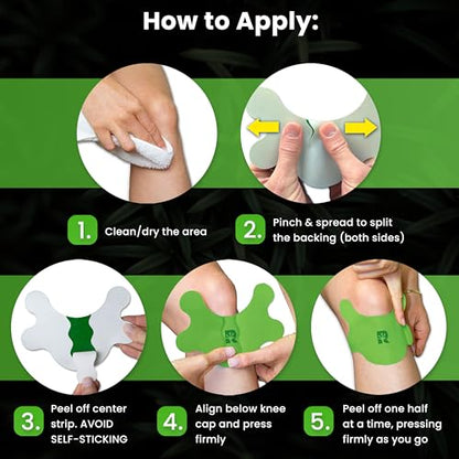 Gecko Grip Herbal Knee Patch | Pain Relief Patches for Knees & Joints | Extra-Sticky, Maximum Strength Herbal Knee Pain Patches for Everyday Wellness (10 Count) | Flexible Comfort-Stretch Fit
