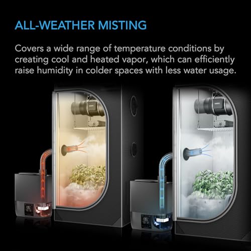 AC Infinity CLOUDFORGE T5 Warm Mist Plant Humidifier 9L | 10-Level VPD Humidity Controls, Hot & Cold Vaporizer, Continuous Water Purification, Extendable Hose for Grow Tents - size: 9L Plant Humidifier