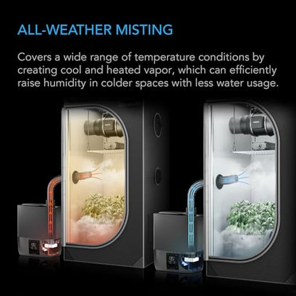 AC Infinity CLOUDFORGE T5 Warm Mist Plant Humidifier 9L | 10-Level VPD Humidity Controls, Hot & Cold Vaporizer, Continuous Water Purification, Extendable Hose for Grow Tents - size: 9L Plant Humidifier