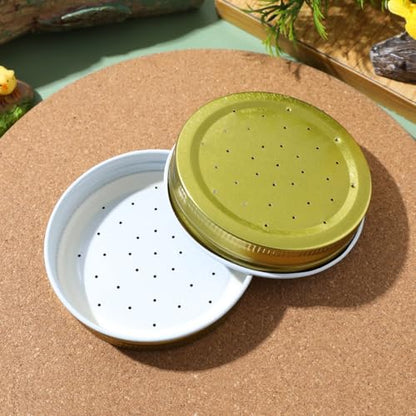 Toddmomy Metal Bee Feeders: Entrance Feeders 4pcs Honeybee Hive Feeders Mason Jar Lids Water Feeder for Bee Feeding Beekeeping Equipment Tools, 7.30X7.30X1.50CM