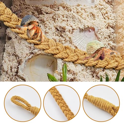 kathson 2 PCS 26 Inches Hermit Crab Climbing Toys,Reptile Vines Toy Hermit Crab Rope Ladder Bendable Hermit Crab Supplies Tank Terrarium Accessories for Hermit Crabs Lizards Leopard Geckos - color: 【Color：Khaki】
