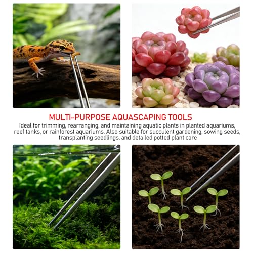 18.9 inch Aquarium Tweezers, Extra Long Feeding Tongs, Stainless Steel Aquascaling Tools for Fish Aquariums, Terrariums, Reptile Snake Feeding and Care(2 Pcs)