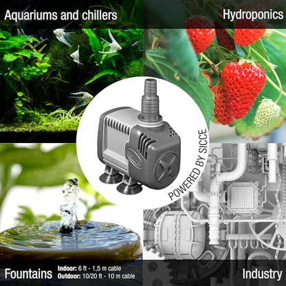 SICCE Syncra Silent 5.0 Multifunction 1321 GPH Submersible Water Pump | Italian Made 105W Ultra Quiet Durable Aquarium Fish Tank, Fountain, Pond, Hydroponics, Terrarium Black | Freshwater & Saltwater - size: Syncra Silent 5.0