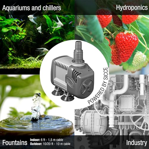 SICCE Syncra Silent 2.0 Multifunction 568 GPH Submersible Water Pump | Italian Made 35W Ultra Quiet Durable Aquarium Fish Tank, Fountain, Pond, Hydroponics, Terrarium Black | Freshwater & Saltwater - size: Syncra Silent 2.0