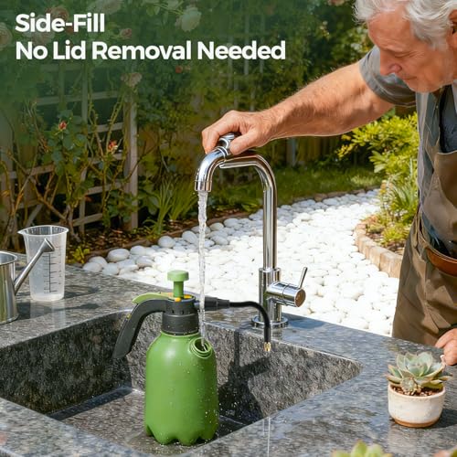 T4U Pump Sprayer 0.5 Gallon, Garden Spray Bottle with Flex Wand | Flexible long-reach nozzle for hanging baskets and hard-to-reach plants; hand pump for lawn care, cleaning and car detailing - size: Flexible Nozzle