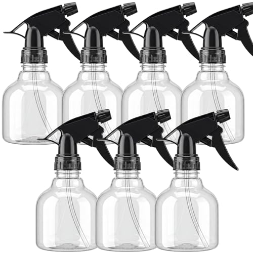 Spray Bottles 7pcs 8oz Empty Plastic Spray Bottle with Adjustable Nozzle for Hair and Cleaning Solutions Includes Funnel and Labels | Clear Plastic, Adjustable Nozzles, Funnel and 7 Name Labels, for Hair Care Cleaning Plants and Household Liquids