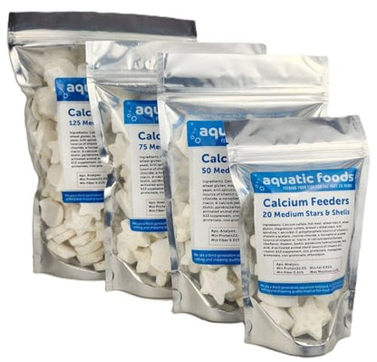 Calcium Feeder Medium Stars & Shells 50ct Bag | Stars, Shells, For Shrimp, Snails, Crabs, Crayfish, Hermit Crabs, For Tropical Fish - size: 50 Count (Pack of 1)