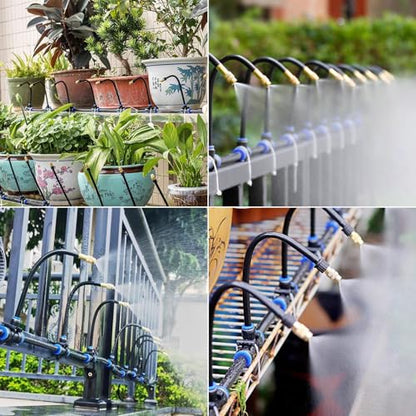 49.21Ft Drip Irrigation Kit System, 360° Bendable Garden Irrigation System | Adjustable Automatic Watering Misting System with 15 Nozzles for Greenhouse, Yard, Lawn, Plant , 5/16" Tubing - size: 49.21Ft