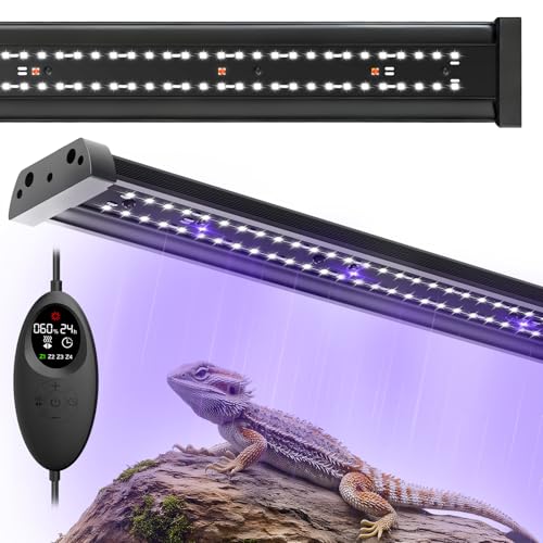 UVB Light for Reptiles, 28.5IN 18W LED UVA UVB Terrarium Lamp with 4 Auto Modes for Ferguson Zones, Terrarium Lamp for Bearded Dragons, Leopard Gecko, Snake, Turtle & More