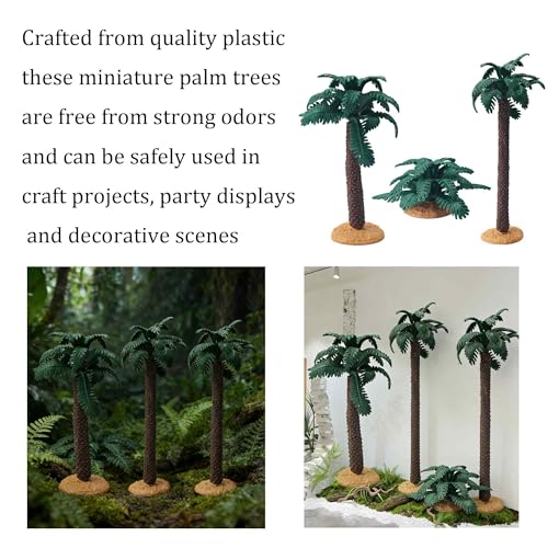 3Pcs Mini Palm Tree Decor, Artificial Miniature Coconut Trees for DIY Crafts, Bonsai, Micro Landscape, Fairy Garden, Model Train, Sandbox, Tropical Party Decoration - size: Palm Tree Decor
