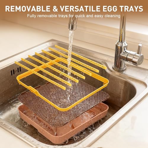 ZEMIRO CHARGE Automatic 56-Egg Incubator for Breeders, Sensor-Based Precise Humidity+Temp Control, Chick Separator, Adjustable Egg Spacing, Custom-Interval Auto Turn+Auto Stop,Preset Incubation Days - size: 56 egg-brown