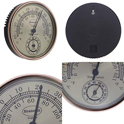 Thermometer Hygrometer with Gold Dial Garden Greenhouse Office Temperature Humidity