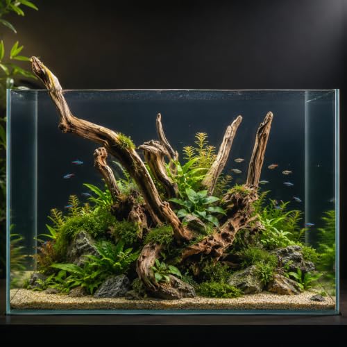 emours Natural Aquarium Driftwood, Upright Root Style Wood for Fish Tank Decor, Unique Driftwood for Aquascape, Terrarium and Reptile Display, 1 Piece (8-12" (20-30 cm)) - size: 8-12" (20-30 cm)