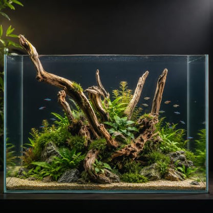 emours Natural Aquarium Driftwood, Upright Root Style Wood for Fish Tank Decor, Unique Driftwood for Aquascape, Terrarium and Reptile Display, 1 Piece (8-12" (20-30 cm)) - size: 8-12" (20-30 cm)