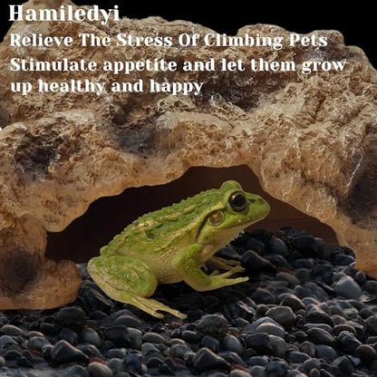 Hamiledyi Reptile Simulation Rock Cave Hideouts Reptile Hide Resin Leopard Gecko Hide Bearded Dragon Hideout Terrarium Decor for Turtles Snakes Gecko Hermit Crab Ball Pythons (S) - style: S : 5.51''×4.13''×3.15''