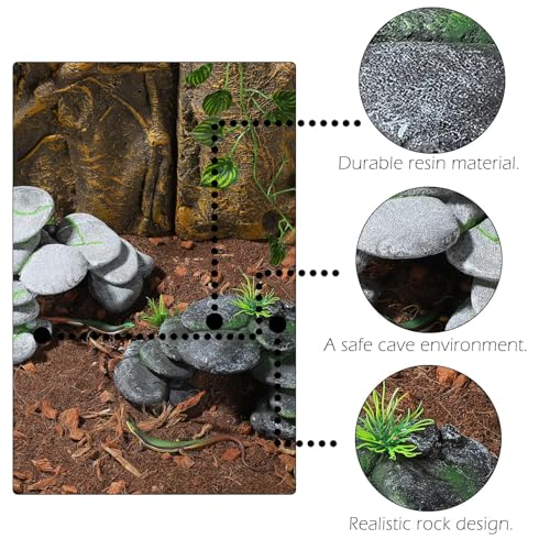 IBWell Resin Reptile Hides Pebble Shrimp Hides for Aquarium Tank Terrarium Reptile Rock Hide Fish Tank Caves and Hides Reptile Hideouts for Lizard Snake Gecko