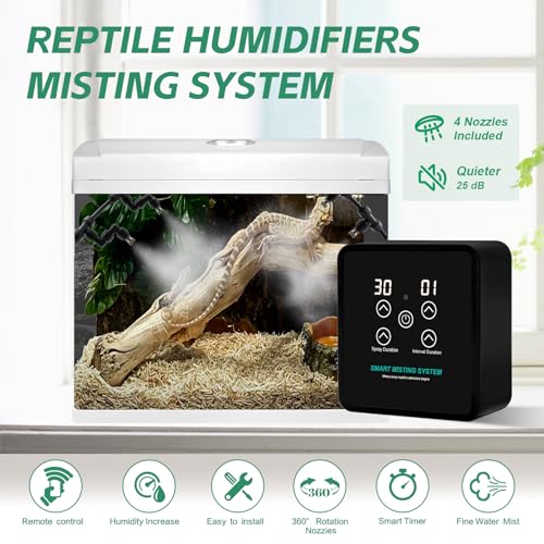 MECESOR Automatic Reptile Mister Humidifier with Timer,Programmable Terrarium Reptile Mister System for Chameleons, Snakes,Frogs,Turtles & Lizards - Smart Spray Control