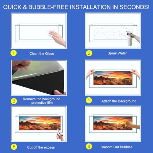 Reptile Background Film, Static Cling, Glue-Free, Desert, 11.8"H×23.6"W | No Glue Static Cling • Spray Water to Apply • Realistic Desert Scene • Natural Terrarium Look • Reusable • Easy Trim - size: 11.8 X 23.6 Inches