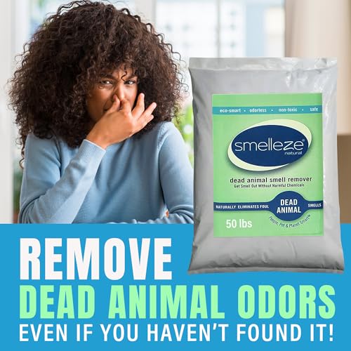 SMELLEZE Dead Animal Odor Eliminator - Strong Odor Removal - 50 lb. Bag | Natural & Safe Indoor & Outdoor Use - Granules, 50 lbs. - size: 50 Pound (Pack of 1)