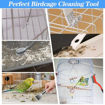 Bird Cage Cleaning Brush Tool Set, Bird Cage Cleaner, Suitable for Bird Cages, Rabbit Cages, Hamster Cages, Parrot Cages, and Other Small Pet Cage Accessories