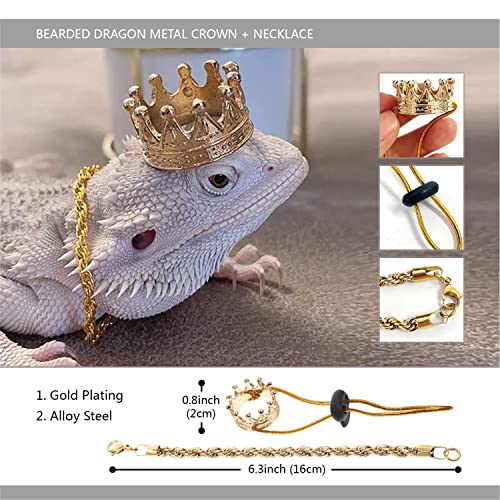 Bearded Dragon Leash and Harness Set, Beardie Carrier, Lizard Adjustable Harness with Leather Wings and Sling Bag, Reptile Small Pet Backpack Batwing Accessories (Leopard Pattern with Crown) - color: Leopard Pattern with Crown
