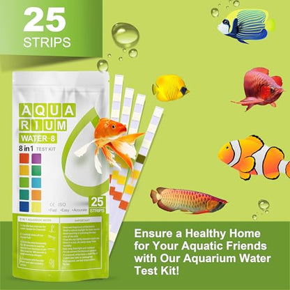 AAwipes Aquarium Ammonia Test Strips 8-in-1 |25 Strips | Quick & Accurate Water Testing Test pH, Ammonia, Alkalinity, Hardness, Chlorine, Nitrite, etc. (K02-25)