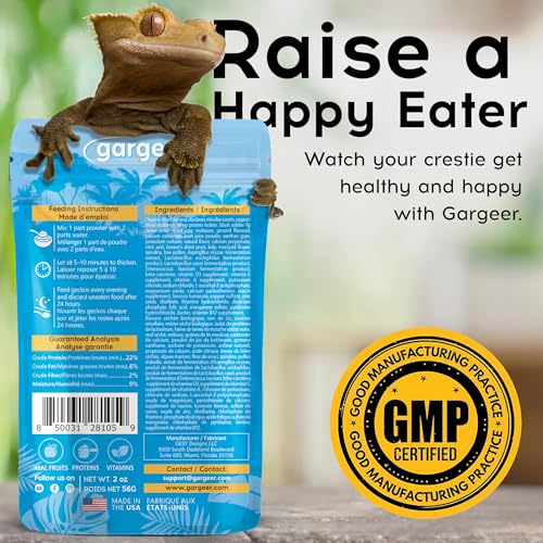 Gargeer 2oz Gentle Geck Mulberry Diet - Crested Gecko Food. Made in USA | Expert-crafted superfood! Infused with organic mulberry, wild insect proteins & probiotics. No soy, wheat, or fillers - size: 2 Ounce (Pack of 1)