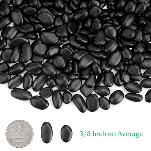 Mr. Fireglass 3/8" Natural Black Polished Pebbles Aquarium Rocks, 2 lb Bag - color: Black, size: 2 Pounds