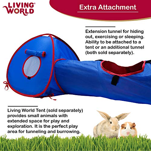 Living World Pet Tunnel, Blue/Red | Small Animal Tunnel for Rabbits and Guinea Pigs - size: Large
