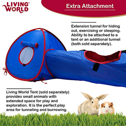 Living World Pet Tunnel, Blue/Red | Small Animal Tunnel for Rabbits and Guinea Pigs - size: Large