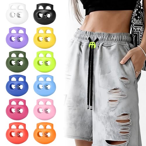 30pcs Assorted Colors Plastic Cord Lock for Drawstring Replacement, Elastic Shoeslace Clip Toggles Stopper Paracord Fastener Slider Gloves Sweatpant Hoodie String Spring Shoe Lace Tie Locks - color: 30pcs Random Color Mixed