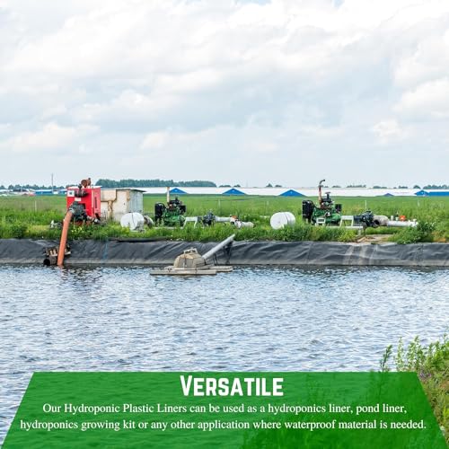 FPS - Hydroponics 6 mil Black Plastic Sheeting - Hydroponic Growing Kit, Hydroponic Liner, Hydroponics, Hydroponic Growing, Pond Liner, Black Plastic Sheeting (16' x 125') - size: 16' x 125'
