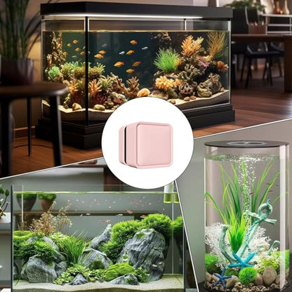 Magnetic Fish Tank Cleaner Small Brush Scrubber Remover | Fish Tank Cleaning Tools for Home Kitchen Living Room Saltwater Algae Turtle Reptile Terrarium Water Wall Betta Fish Tank - color: Pink